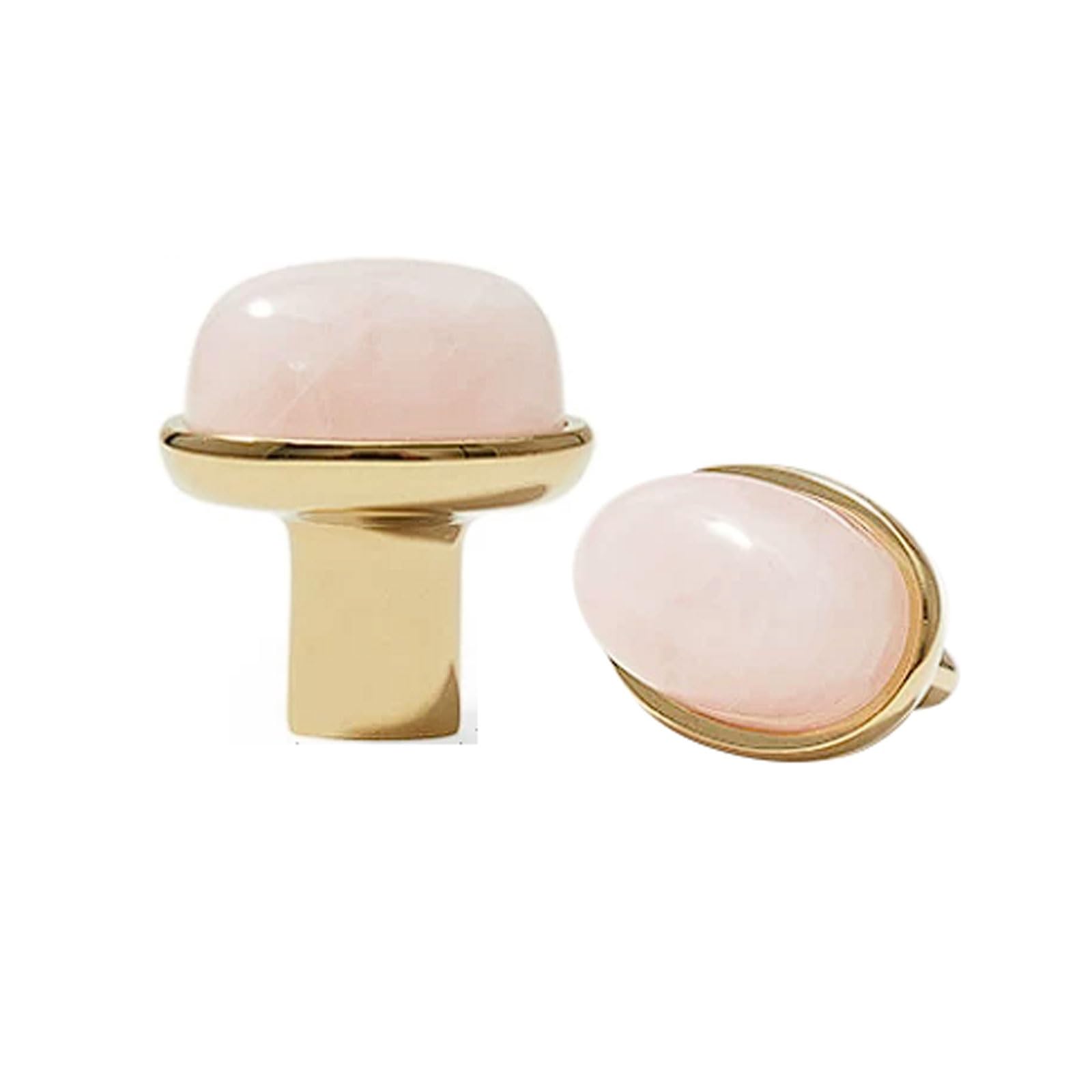 CHENHOJU Crystal Marble Oval Cabinet Knobs Titanium Silver Ideal for Dressers, Kitchen Cabinets, and Luxury Furniture Hardware Cabinet Pulls(Gold-Pink)
