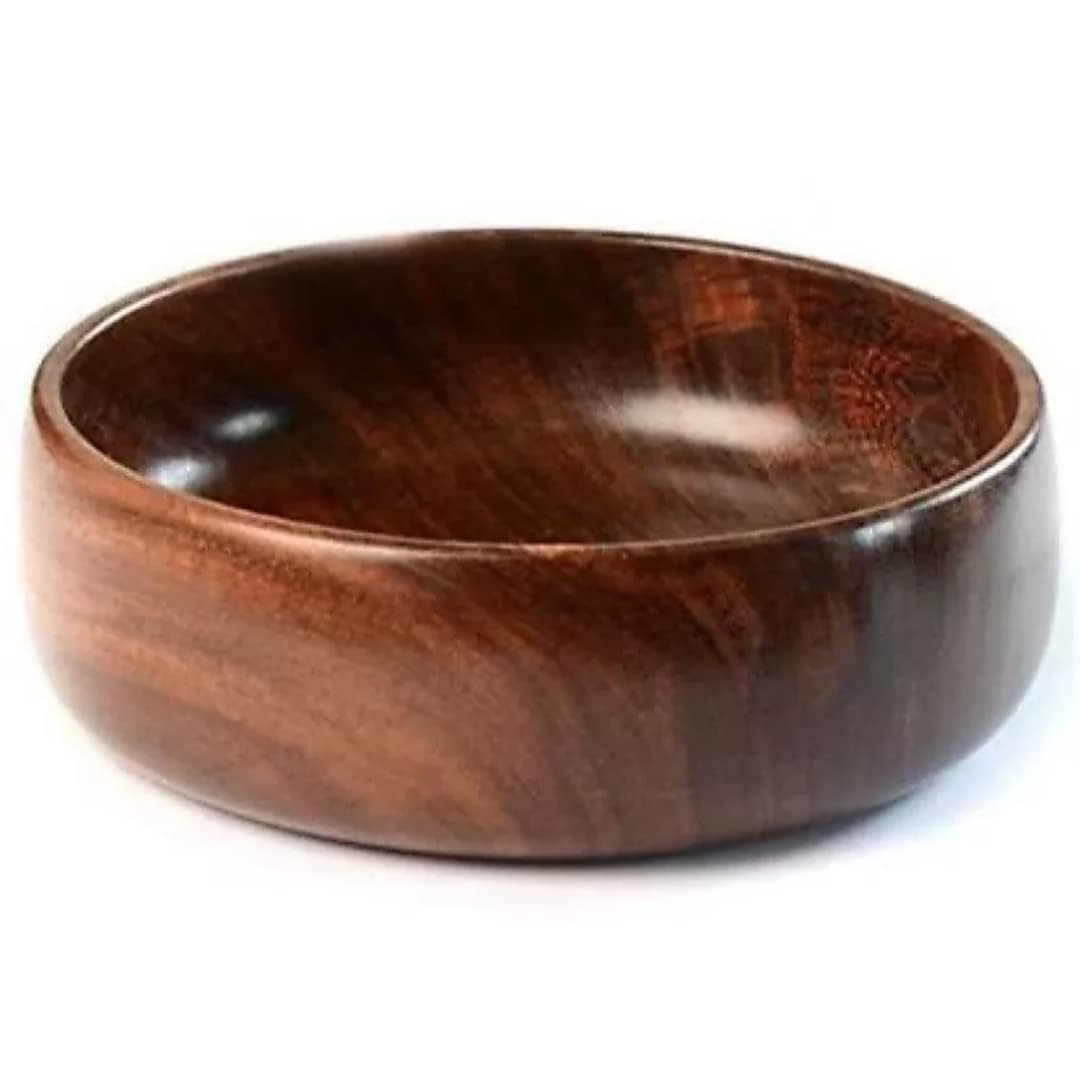 Craftylook Wooden Multipurpose Round Serving Bowl for Breakfast, Snacks, Soup, and Salads | 6 Inch Serveware for Home & Kitchen, Pack of 1