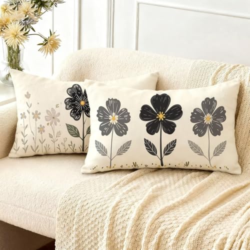 Housse coussin 50x70 antitache velours gris double face géométrique - 3