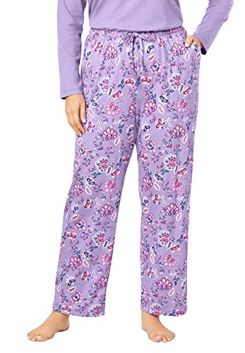 Dreams & Co. Women's Plus Size Knit Sleep Pant Pajama Bottoms - 4X, Soft Iris Bloom Purple #TOP9