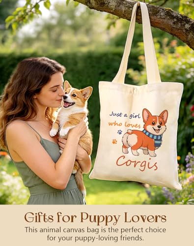 Image of Miss Adola Cute Canvas Tote Bag for Women Girls - Animal Lover Aesthetic Bags with Magnetic Buckle and Zipper Inner Pocket