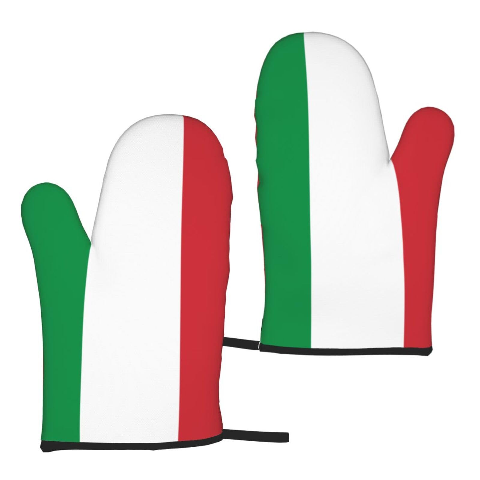 2 pcs Oven Mitts Italy Flag Print Kitchen Gloves for Kitchen Microwave Oven Outdoor BBQ