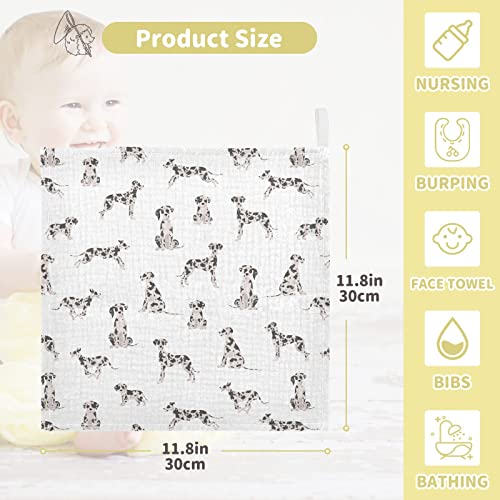 Image of vvfelixl Baby Cotton Washcloths Great Dane Dog Infants Bath Towel for Unisex Face Towels for Newborn, Natural Baby Wipes Delicate Skin, 11.8 X 11.8 inch, one sizex5