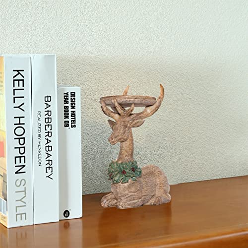 Huang Tealight Candle Holder - Reindeer Candle Holder, Resin Deer Shape For Candle, Candy, Jewelry For Wedding, Housewarming, Christmas, Valentine, Party (Green) #TOP1