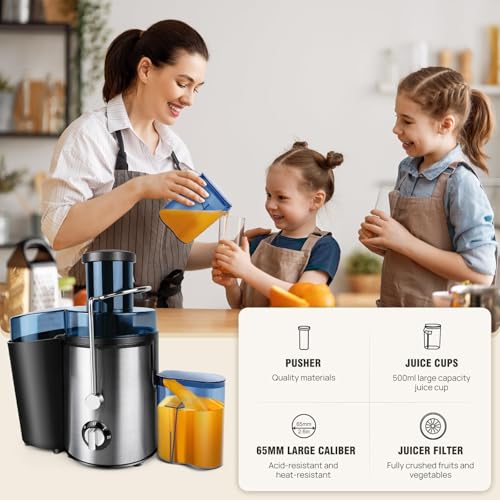 Exprimidor de masticación lenta silver con extractor de 500ml de alta eficiencia 4