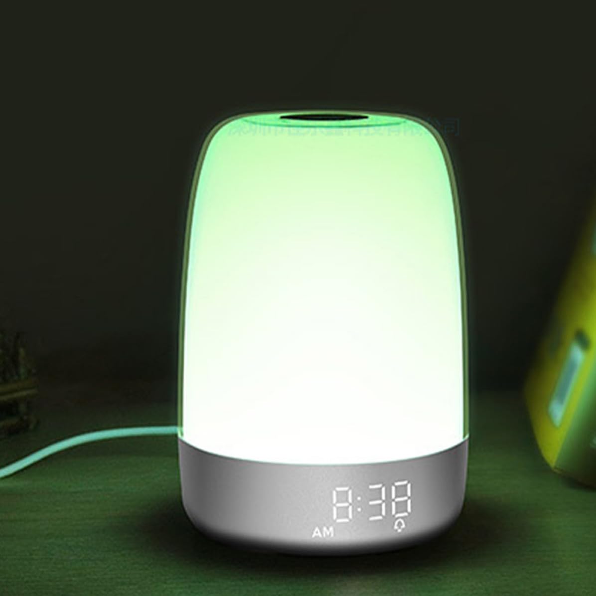STOBAZA Lampe de Réveil LED Blanche Lumière Ambiante Colorée et Simulation D'aube, Minuterie Tactile pour Chambre, Veilleuse de Chevet Multifonction en Abs et PC