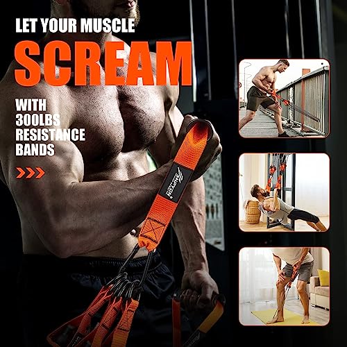 Heavy Resistance Bands 300lbs, Weight Bands for Exercise with Handles, Door Anchor, Carry Bag, Workout Bands for Men, Physical Therapy, Muscle Training, Strength, Slim, Yoga, Home Gym Equipment - Image 6