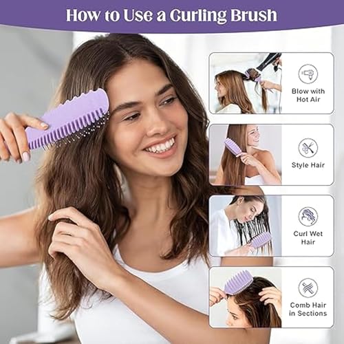 Image of KAIDAA Curly Hair Brush for Detangling, Shaping and Defining Curls, Waves & Coils on Light Wet or Dry Hair Types for Women and Men, Reduce Tangling, Curl Defining Brush, Lavender Purple