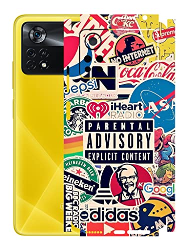 Image of AtOdds - Poco X4 Pro (5G) Mobile Back Skin Rear Screen Guard Protector Film Wrap (Coverage - Back+Camera+Sides) (Explicit Graffiti)