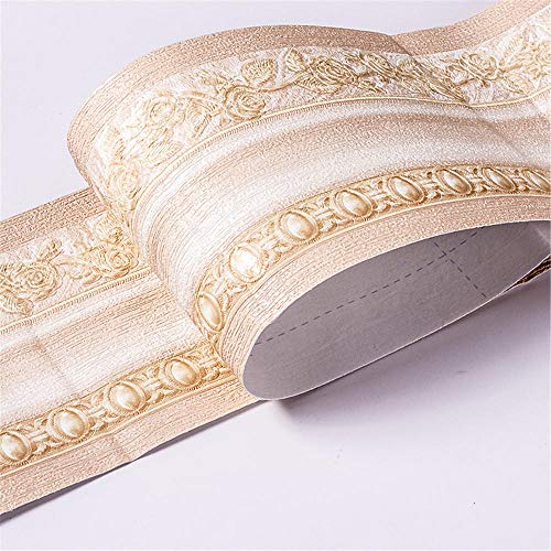 GouieRylin Greche Adesivo Per Pareti Bordo Decorazione Autoadesiva Rimovibile Per Cucina Bagno Piastrelle Adesivo Per Pareti Autoadesiva Stile europeo beige 10.6cm X 500CM