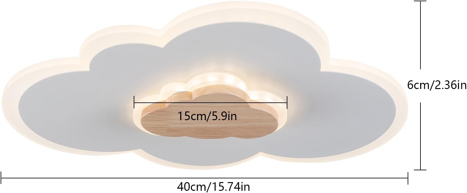 Modern Dimmable Acrylic LED Lights with Remote Creative Cartoon Cloud Shape Ceiling Light Flush Mount Ceiling Lighting Fixture for Boy Girl Room Bedroom Living Room, 3000K-6500K