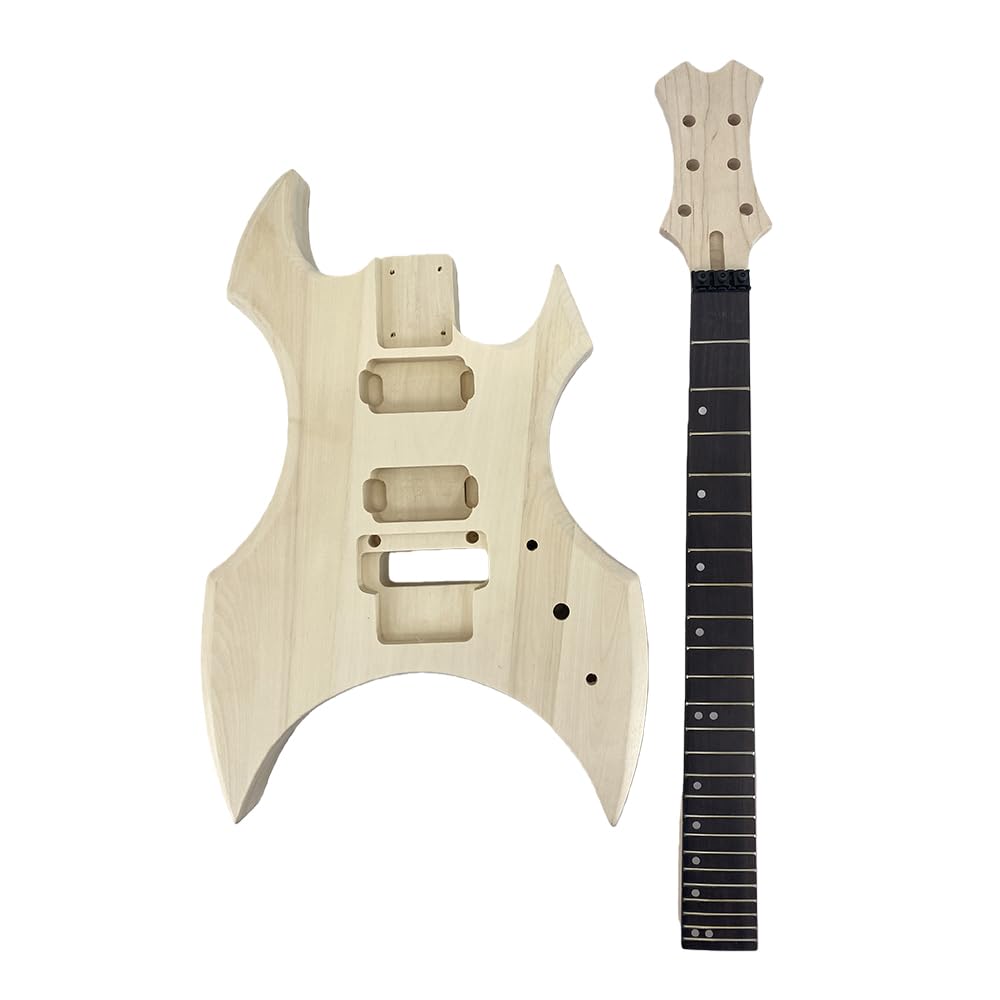 Kit fai da te per chitarra elettrica Conboxus stile X con corpo e manico solidi, kit chitarra elettrica a 24 tasti da 648 mm set completo di accessori per chitarra per principianti regalo per liutaio