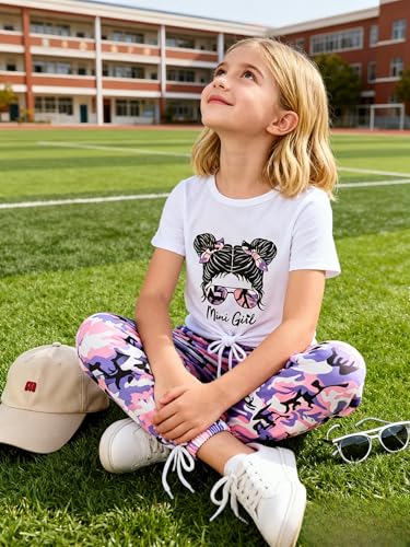 Image of Ayzozuy Kids Toddler Girl Clothes Letter Print Graphic Top + Leopard Print Flare Leg Pants 2PC Summer Clothing Set
