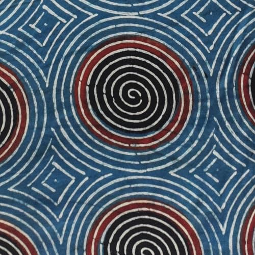 Image of Ethnics of Kutch Womens's Ajrakh Modal Silk Natural Dye Hand Block Print Unstitched Kurta Fabric