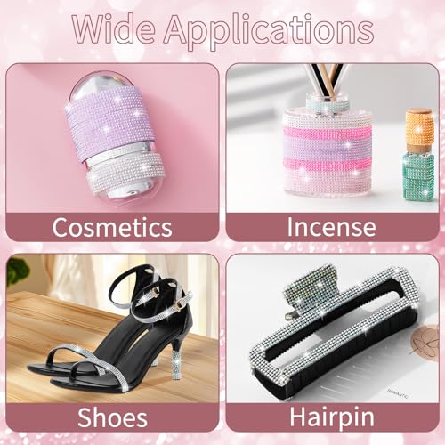 LYXMYGS Rhinestone Ribbon Self Adhesive Crystal Rhinestones, 12-Rolls Bedazzling Strips, 12-Yard Rhinestone Strips for DIY Craft, Rhinestones for Crafting