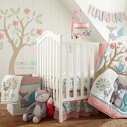 Levtex Baby - Fiona Plush Blanket - Embroidered Birds and Flowers on Pink Plush - Pink, Teal, White - Nursery Accessories - Blanket Size: 30 x 40 in. image 5