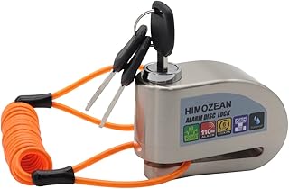 HIMOZEAN Brushed Finishing Brake Disc Lock for Motorcycle Bicycle Scooter 110db Zinc Alloy Lock with Reminder Band Bag 6mm Diameter