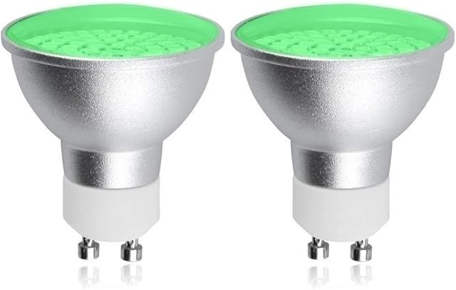 Bonlux GU10 Green LED Spotlight Bulbs 5W 220-240V MR16 GU10 Green Coloured Spot Light Bulb for Wall Washer Lamps, Landscape Lighting, Decorative Mood Lighting (2-Pack, Green)