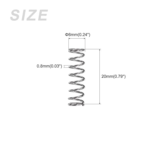 Miniatura 133 de METALLIXITY Resortes de compresión (0.031 x 0.315 in de diámetro exterior, 1.969 in de longitud libre) 20 unidades, resorte de extensión de acero