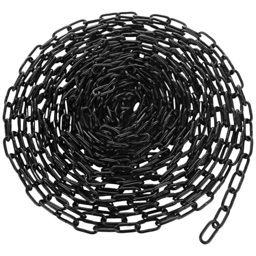 JMIATRY 15 Metres Length 304 Stainless Steel Chain, 3mm Heavy Duty Chain Links, Black Galvanized Steel Welded Link Chains Lift for Fence Gate, Garage Doors, Swing Chains and Bicycle Security Lock