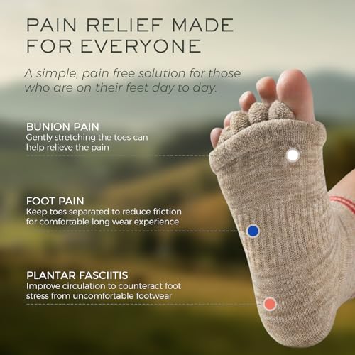 Image of Toe Separator Socks,Foot Alignment Sock for Health Care, Pain Relief, Bunion Corrector, Breathable Toe Socks