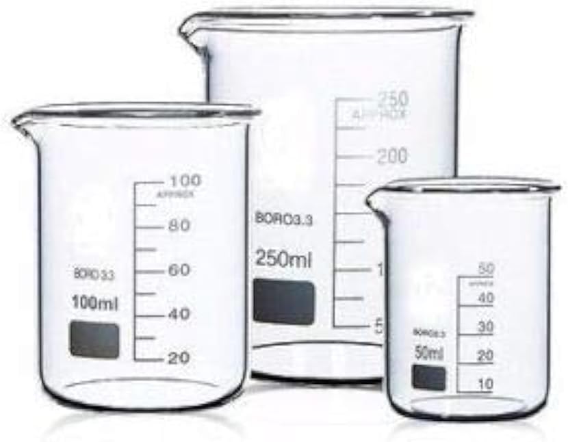 Boro 3.3 Glass Graduated Measuring Beaker for Lab or Kitchen (50ml+100ml+250ml)