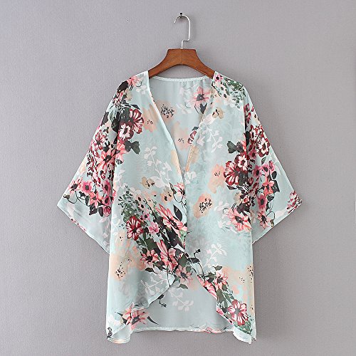Image of CASURESS Women's Cardigan-Sheer Kimono Loose Summer Floral Print Cover Ups