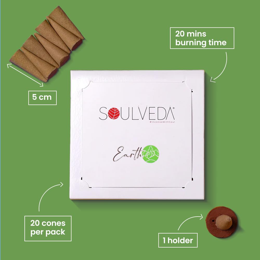 Soulveda Earth Premium Incense Cones – Pine Bambooless Charcoal