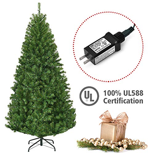 Goplus 6Ft Pre-Lit Artificial Christmas Tree Auto-Spread/Close Up Branches 11 Flash Modes With Multicolored 350 Led Lights & Metal Stand #TOP6