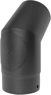 Black Stove Pipe - Vit Smooth 125mm (5inch) Vitreous Enamel 45 Degree Elbow with Door 12 Year Warranty