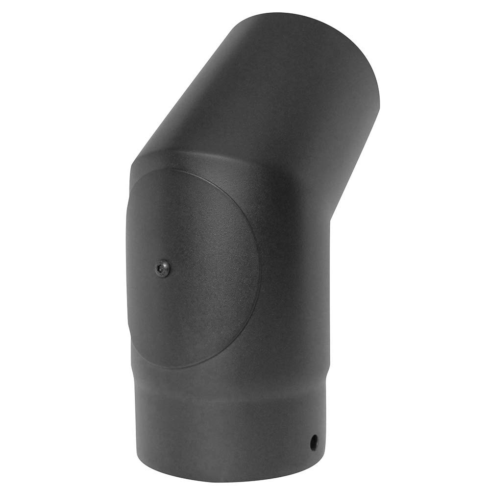 Black Stove Pipe - Vit Smooth 125mm (5inch) Vitreous Enamel 45 Degree Elbow with Door 12 Year Warranty