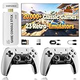 Wireless Retro Gaming Console, Plug & Play Retro Game Console Stick Built-in 20,000+ Classic Games and 23 Emulators with 4K HDMI Output and Dual 2.4G Controller（64GB Memory Card）