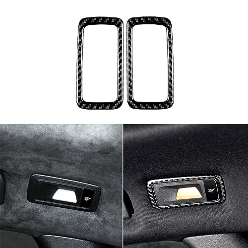 PJFUS Real Premium Carbon Fiber Car Rear Row Side Roof Light Reading Light Frame Trim Soft Sticker Compatible with Porsche Macan 2014-2021 Auto Interior Accessories Black 2pcs