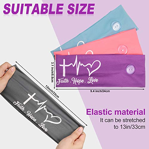 6 Pieces Headbands With Button For Mask, Wide Nurses Headbands Non Slip Elastic Ear Protection For Women Men Doctors Sweatband Headband #TOP3