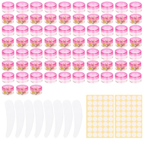 Sgehai 73 Stück Rosa Kunststoff Kosmetikdosen, Leere Dosen mit Schraubdeckel, Rund, 5 ml, für Kosmetik, Schmuck und kleine Gegenstände, Reise- und Alltagsgebrauch