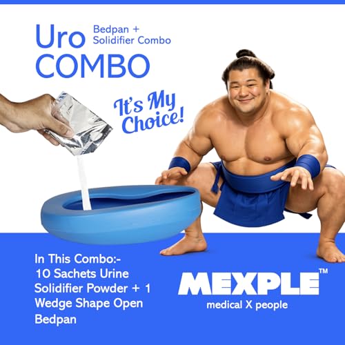 Image of MEXPLE SpaceX1 Bedpan With Uroset Urine Solidifier | Durable & Heavy Duty PP Material | Urine Absorbent Magic Gel Turns Urine Into Gel Immediately | For Hospital, Home Bedridden Adult Patient - 1000ML