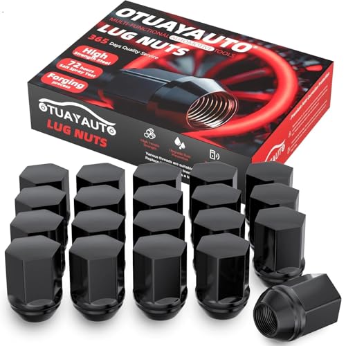 Image of OTUAYAUTO M14x1.5 OEM Lug Nuts - Replacement for 2012-2018 RAM 1500, 2019-2024 RAM 1500 Classic, 2015-2024 Ford Edge, Cone Seat, 22mm Hex, 20PCS Black Factory Style Lug Nut