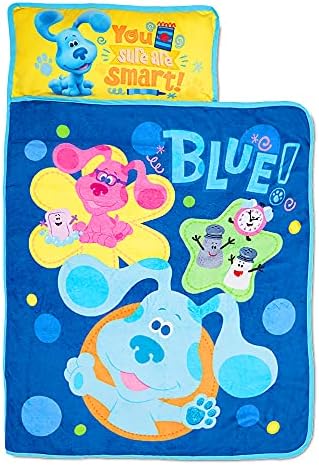 Blue's Clues & You Sure are Smart! Kids Nap-Mat Set – Includes Pillow and Fleece Blanket – Great for Girls Napping During Daycare, Preschool, or Kindergarten - Fits Toddlers and Young Children