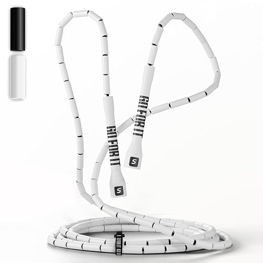 Sportbit Beaded Jump Rope for Fitness - Elite Skipping Rope for Adults (Women and Men) - Speed Jump Rope for Workouts, CrossFit, Boxing - Lightweight Tangle-Free Adjustable Jump Rope