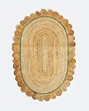 PATEL EXPORTS 4x6 5x8 Oval Natural Jute Rug Handmade Braided Rustic Area Rug Indian Bohemian Rag Rug