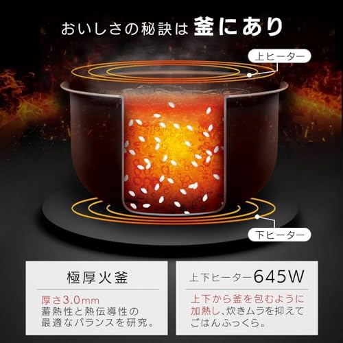 ノーブランド品 マイコン炊飯器 5.5合 RC-BMA50-B ブラック の商品画像 2