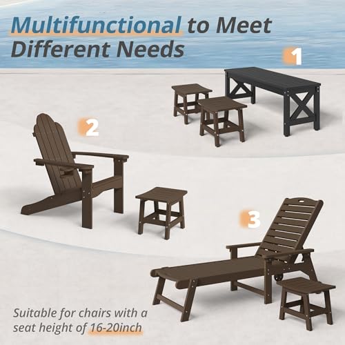 LUE BONA Outdoor Adirondack Ottomans, Footrest Footstool, Outdoor Foot Rest for Patio, HDPS All Weather Waterproof Footrest Footstool for Adirondack Chair,（Dark Brown，2） by LUE BONA - Image 4