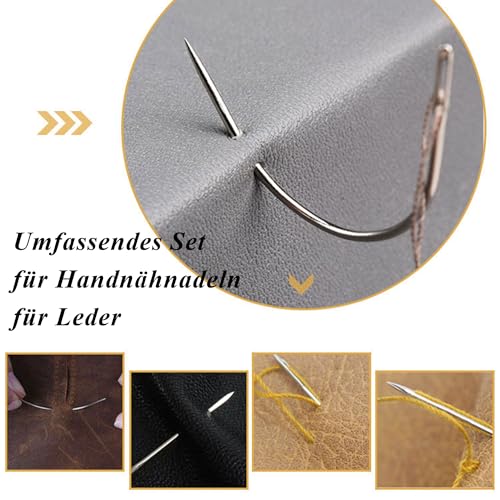 JAXICREY Falzbein, 4 Stück Falzbein für Papier Set Buchbinder Set Buchbinden Book Binding Set Falzstift Falzbeinwerkzeuge mit 14 Stück Ledernadel