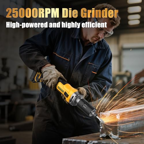 Image of Die Grinder for 20V MAX Battery, Cordless Die Grinder with 25000RPM Brushless Motor, 1 /4 inch Precision Collect, Variable Speed Grinder for Metal Wood Grinding Cut Sanding (Battery not Included)