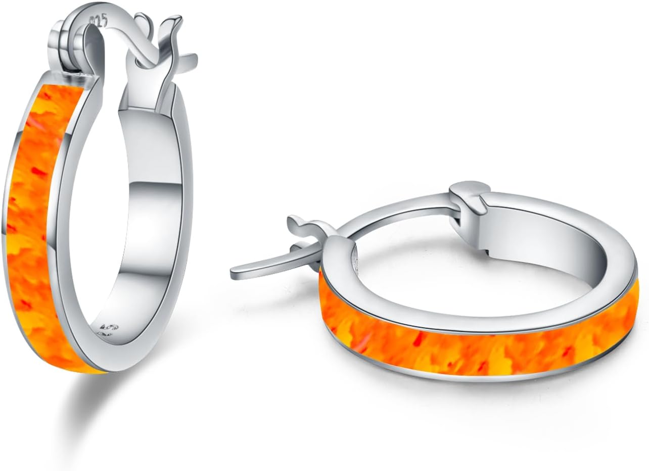 Opal Earrings for Women 925 Sterling Silver Hoop Earrings Jewelry Gifts for Her Mother