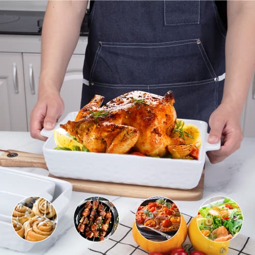 Cibeat Ceramic Bakeware Set Of 3 Piece, Rectangular Baking Pan Set, Porcelain Baking Pans Rectangular Casserole Pan For Cake, Lasagna, 11.7 X 8 X 2.7 Inches, White #TOP7