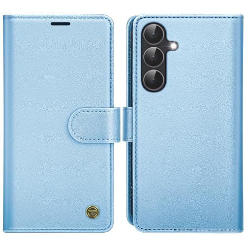 Étui en cuir bleu ciel AIMOYU haut de gamme pour Samsung S25 FE