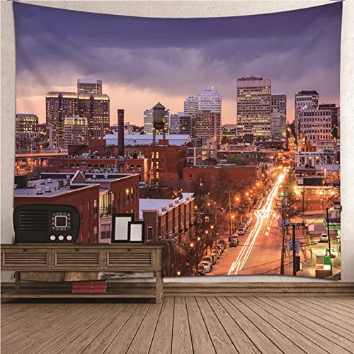 Tapisserie salon vue nocturne Isdreem 300x250cm en tissu moderne gris orange