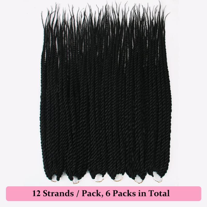 Miniatura 4 de NICETODAY Cabello senegalés trenzado de ganchillo de 24 pulgadas, 6 paquetes, rizado, negro, sintético, pre-enlazado, fácil de instalar, fiel a la