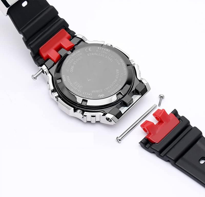 Resin Strap for GMW-B5000 with Stainless Steel Hoop Black Waterproof Rubber Replacement Bracelet